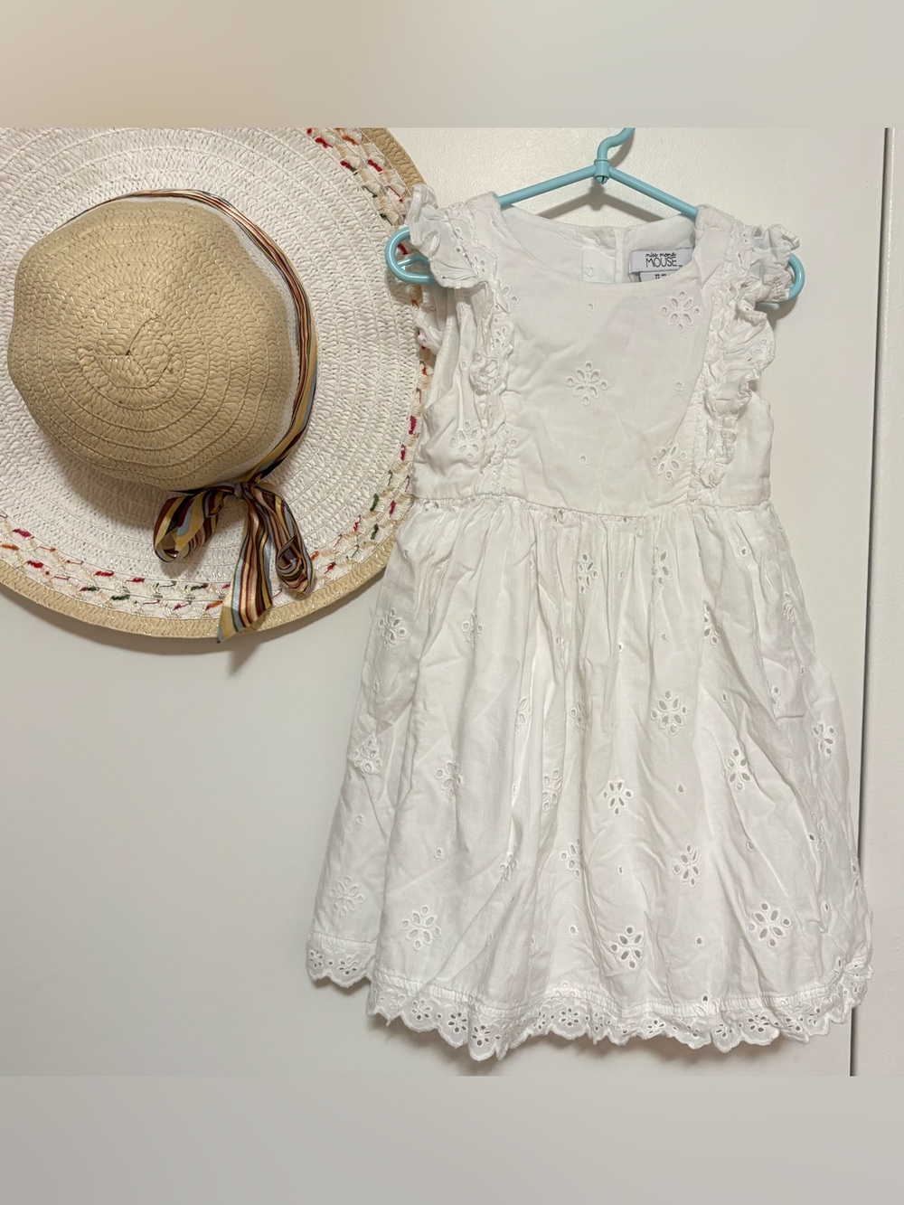 White Eyelet Ruffle-Sleeve Girls' Dress - Classic Summer Look